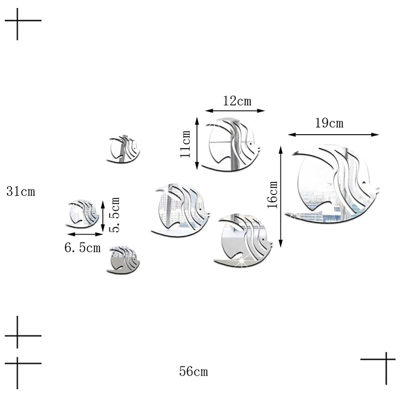 Акриловая Рыбка, сделай сам, декоративные зеркальные настенные наклейки, экологически чистое высококачественное зеркало для гостиной, спальни, ванной комнаты