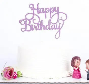 

Gold Silver Glitter Happy Birthday Party Cake toppers decoration for kids birthday party favors Baby Shower Decoration Supplies