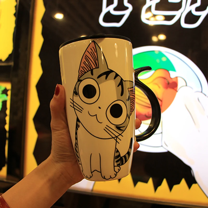 1 шт Homadise керамическая мультяшная кофейная чашка с кружкой для молока милый кот кружки Рождественский лучший подарок chi's Сладкая креативная чашка кружка с крышкой