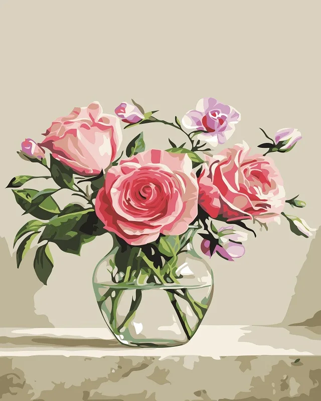 Large Size Various Beautiful Flowers In Vases Picture By Numbers