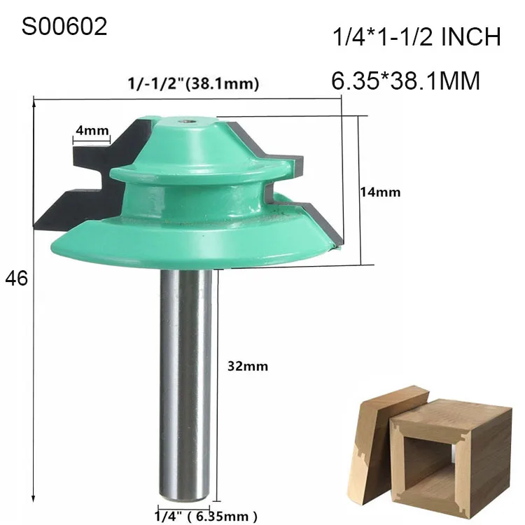 1/2 "1/4" 8 мм хвостовик 45 градусов шип фрезы для дерева шарнирный бит деревообработка фрезерный резак Правый Угол ЧПУ Инструмент Бит