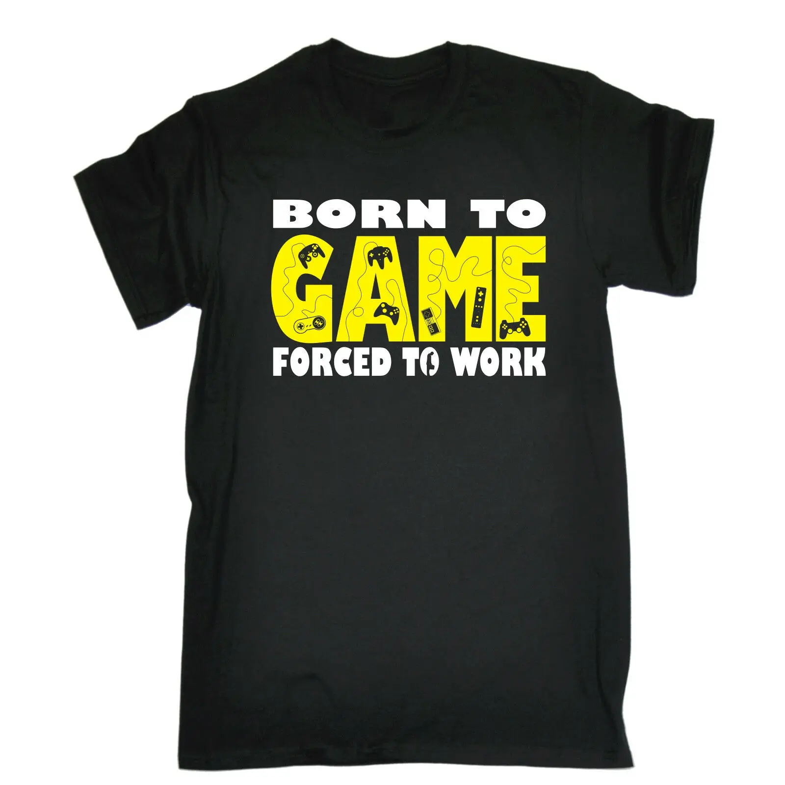 Футболка с надписью Born To Game forced work игровая Мужская футболка геймер забавный