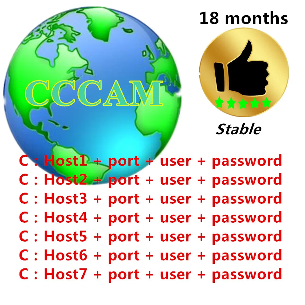 CCCAM clines для 1 года Европа 7 clines CCCAM clines для Европы CCCAM сервер HD DVB-S2 спутниковый ресивер стабильный в Испании Польша