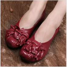 Women Flats Shoes 2016 Spring New Female Fashion Soft Genuine Leather Moccasins Handmade mother shoes Ballet Flats