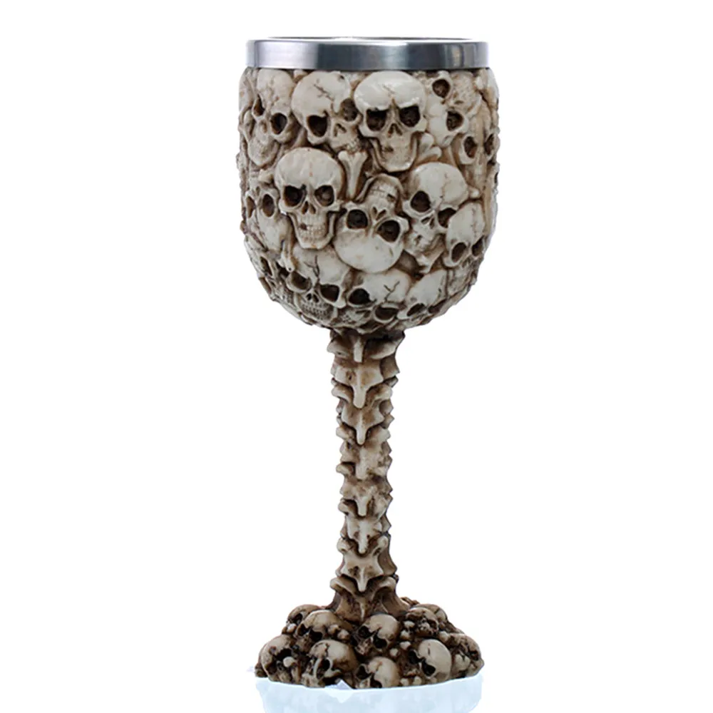 

3D Gothic Skull Mug Goblet Resin Coffee Tea Beer Drinkware Horror Skeleton Decorations Collection Gift for Men Halloween 180ml