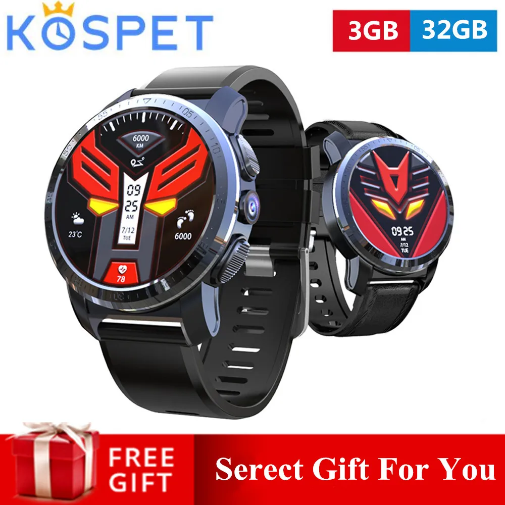 Kospet Optimus Pro Smart Watch GPS Dual System WiFi Android 7.1.1 System / Sports Management / 8.0MP Camera 3GB RAM 32GB ROM