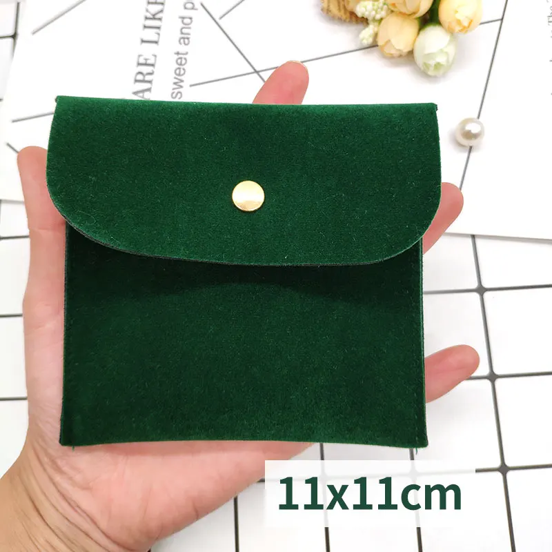 Бархатные сумочки-конверты, бархатные подарочные Подарочные сумки с застежкой-защелкой, пыленепроницаемые ювелирные изделия для хранения зеленого цвета