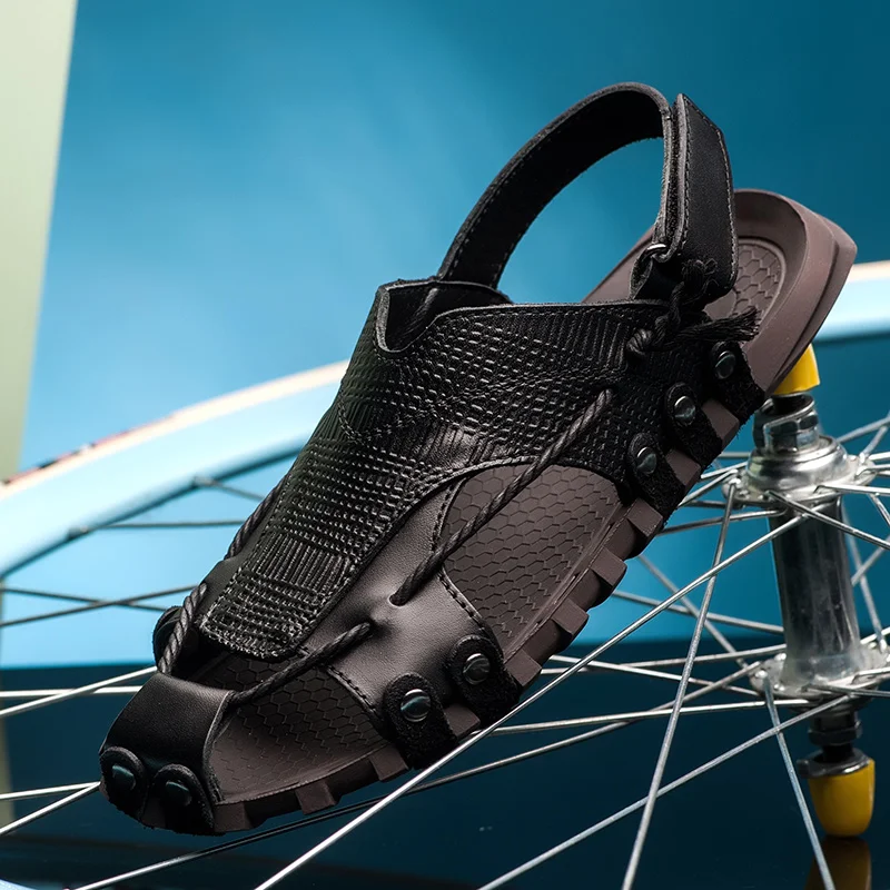 Urbana Primavera brown Para Homens 2019 Plataforma Da Juventude Genuíno Couro Moda Verão Homem Praia Sapatos Sandálias Respirável Black De P4 tpwqaR