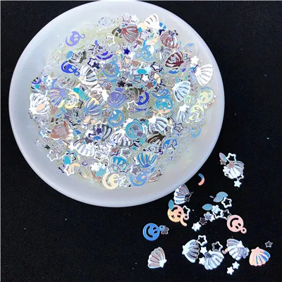 10 г/упак. смесь блестящих блесток Звезда Сердце в форме раковины ПВХ свободные блестки пайетки дизайн ногтей кристалл почвы ремесло, свадебные конфетти - Цвет: Mix Milk Crystal