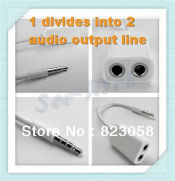 

5pcs! Lovers earphone adapter cable/1 divides into 2/Audio output line/3.5mm Audio Earphone Adapter Splitter Cable for iphone/PC