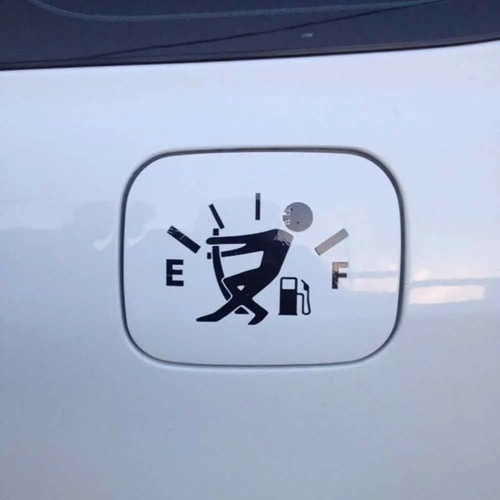 12*9cm Car Styling Car Sticker High Gas Consumption Decal Fuel Gage Empty Funny Vinyl JDM Sticker for Car Fuel tank cover