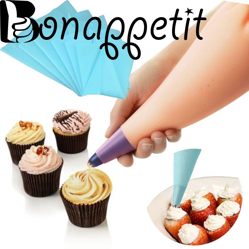 

4 Sizes Light Blue Silicone Reusable Icing Piping Bag Pastry Bag Cake Cream Cookies DIY Decorating Tool