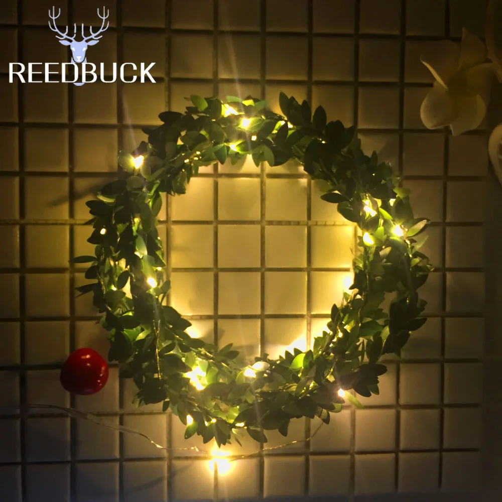 5M 2M RGB Fairy Garland Xmas Holiday Decoration Light Led Green Leaves Copper Wire String Lamp Warm White 20 50Leds Party Decor (4)