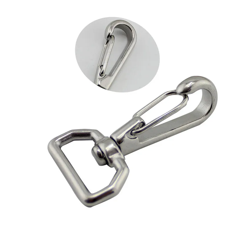 5pcs 65mm Stainless Steel Square Ring Swivel Quick Hook Swivel-Eye Bolt Spring Snap Hooks Hiking Camping Carabiner Pet Chains