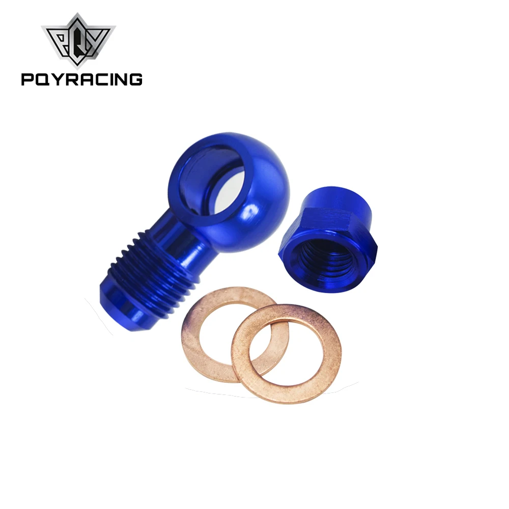 

PQY - ALUMINUM BLUE 044 Fuel Pump AN6 to 12.5MM Outlet Banjo Adapter Fitting + Cap PQY-FK045BL+FK047