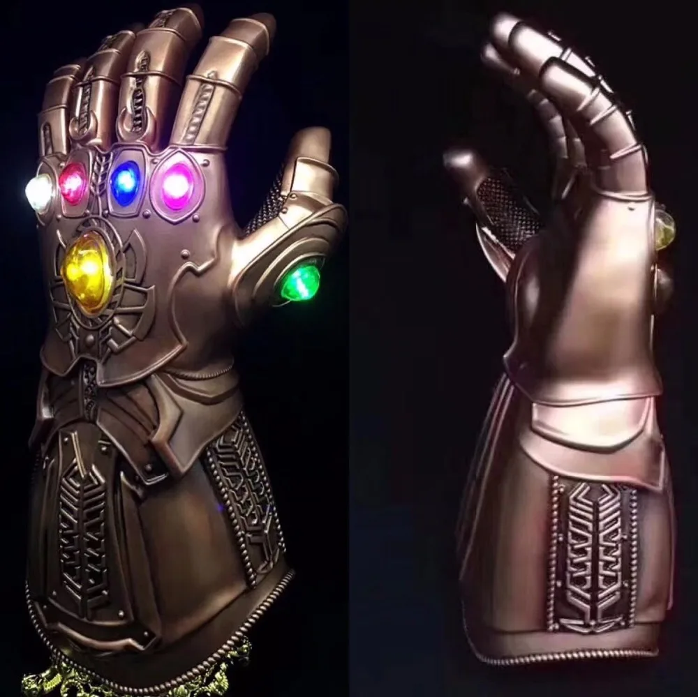 Светодиодный светильник Thanos Infinity Gauntlet Мстители Бесконечность войны косплей светодиодный перчатки ПВХ/латекс фигурка модель игрушки Хэллоуин реквизит