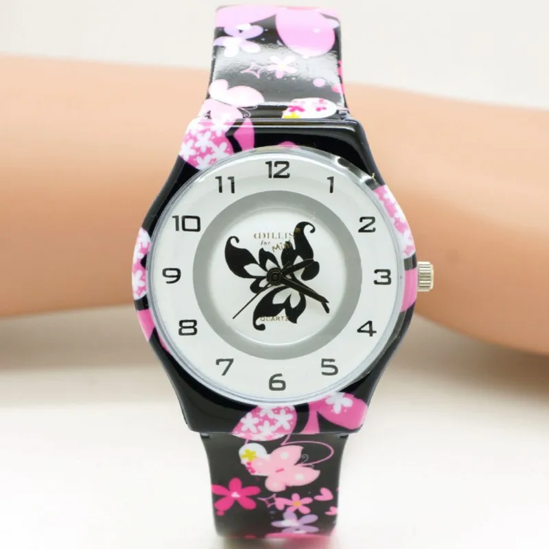 Новые дизайнерские детские часы с бабочкой, водонепроницаемые спортивные кварцевые наручные часы для мальчиков и девочек, повседневные часы kol saati
