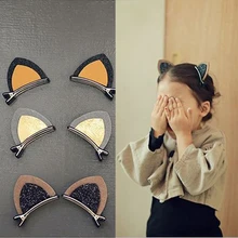 Sale 1PC 6 Colors Girls Baby Cat Ear Hairpin Fashion Cute Barrettes Hair Clip Headwear Hair Jewelry