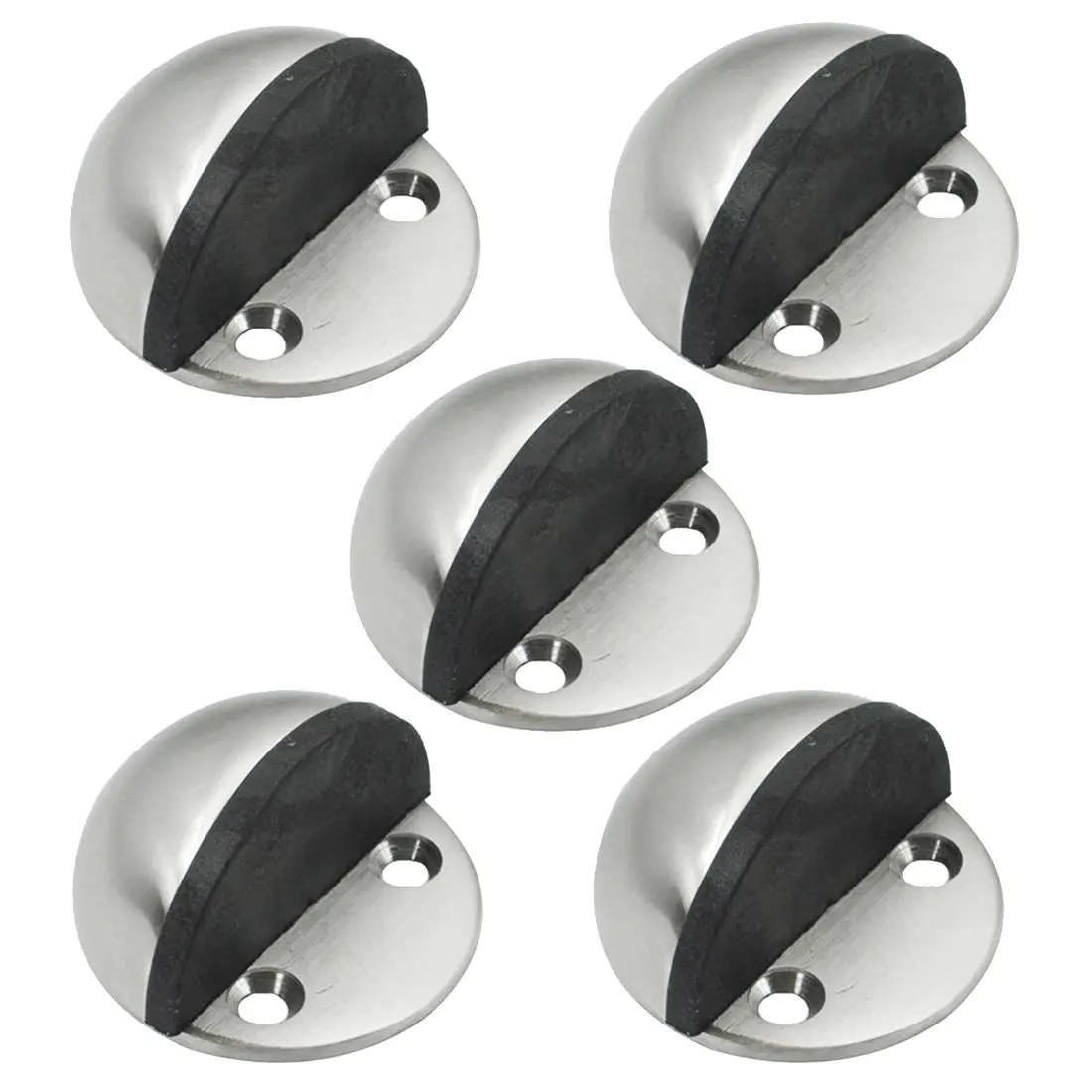 HHO 5Pcs Solid Stainless Steel Floor Door Stopper Stops Screw Mount Pack, Brushedin Door Stops