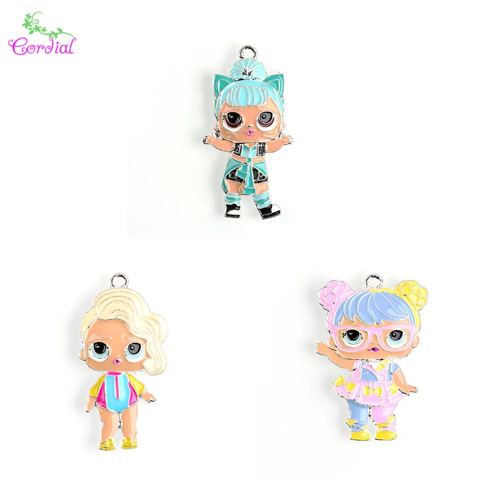 

10pcs/lot Chunky Bubblegum Girl Pendant For Kids Handmade Chunky Necklace Kit DIY Accessories KQPP-990115