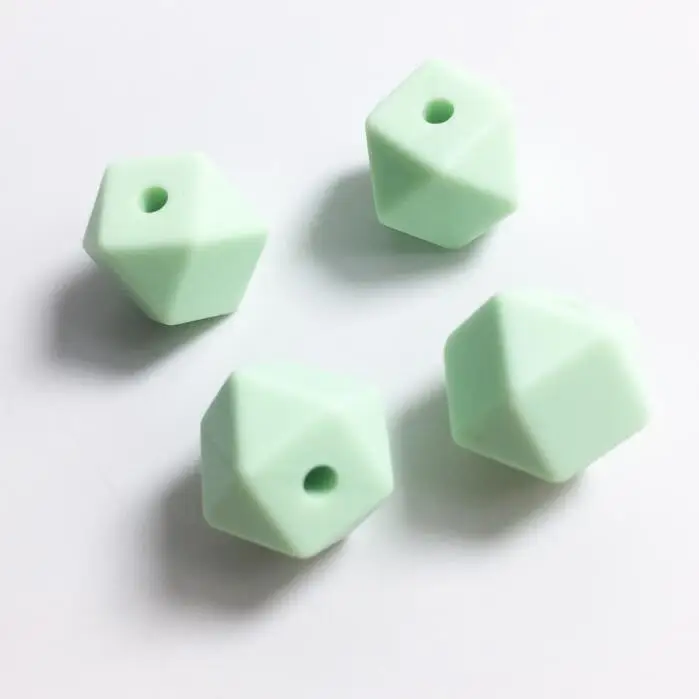 100pc Hexagon Silicone Beads Teething Baby Chewing Bead Teeth Necklace Bead Diy Chewable Silicone Mini Geometric bead 