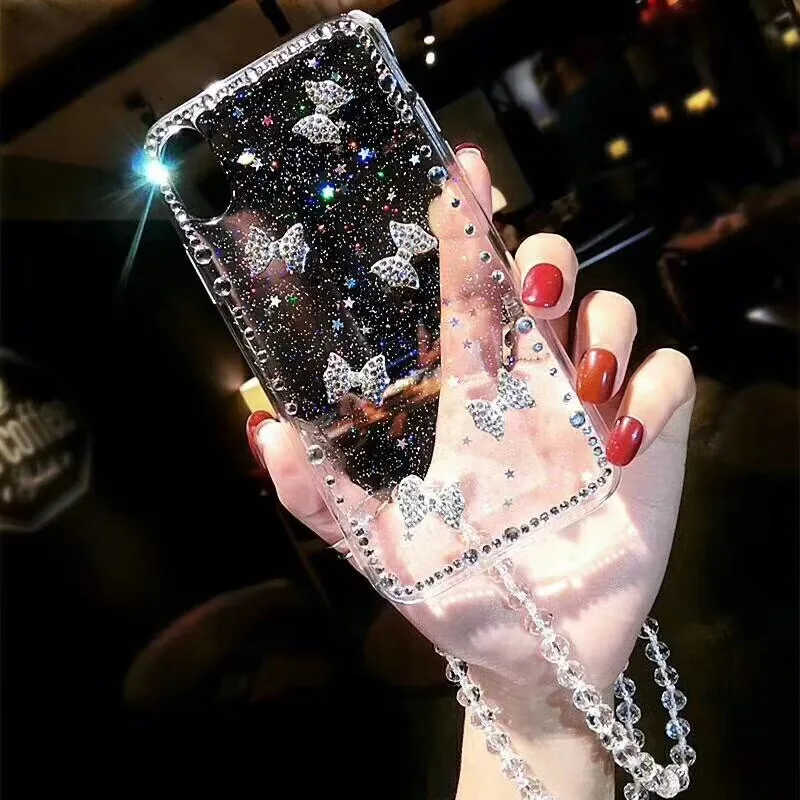

Rhinestone bow strap glitter star phone case for Huawei p8 p9 p10 p20 mate 10 lite pro nova 3 3i 2s plus Honor 8 9 10 v10 y62018