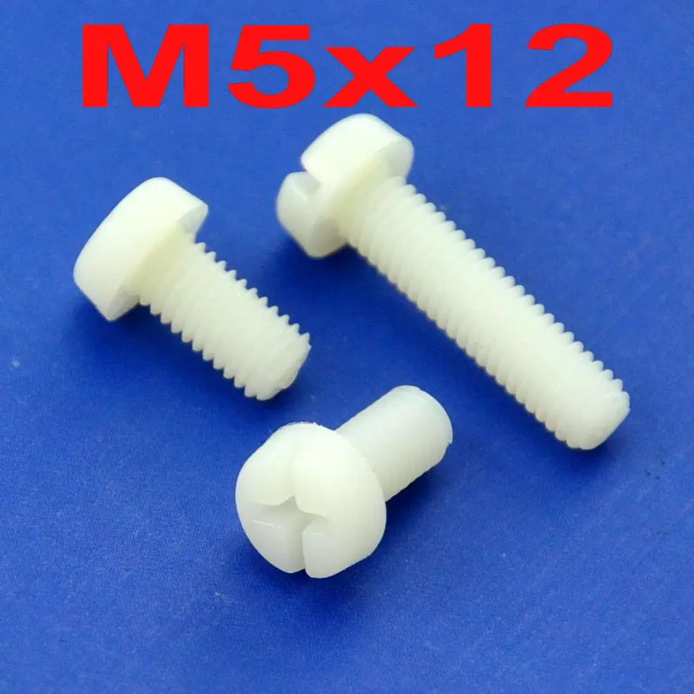 

(10 pcs/lot ) Metric M5 x 12mm Nylon Phillips/Slot Pan-Header Screw.