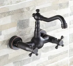 Black Oil Rubbed Bronze Wall Mount Kitchen Wet Bar Bathroom Vessel Sink Faucet Dual Cross handle atf011