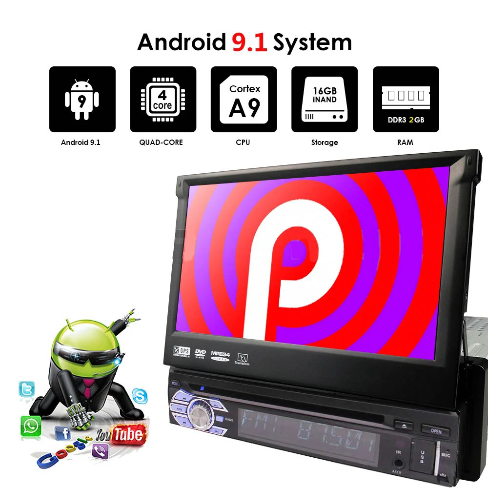 Android 9,1 автомобильный радиоприемник 1 Din 2G ram CD dvd-плеер стерео видео авто радио универсальный автомобильный радиоприемник с Bluetooth Gps 45