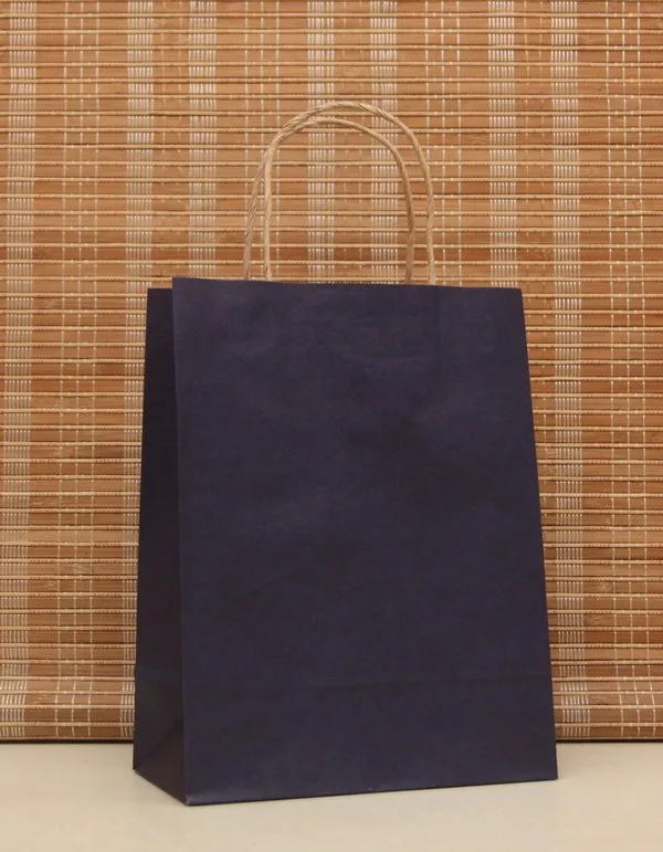 27x21x11cm 20pcs Dark Blue Kraft paper bag gift bag wholesale clothing