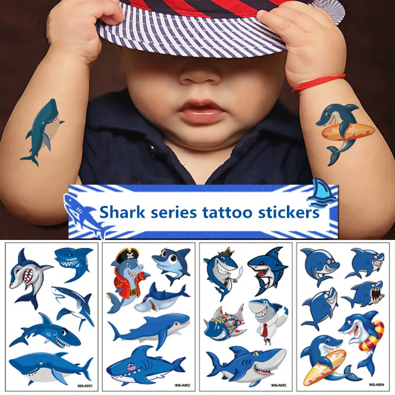 

Fake Tattoos 1 Sheet Temporary Tattoo Sticker Colorful Fake Tatoo Shark Flash Tatto Waterproof Small Body Art Child 10 Designs