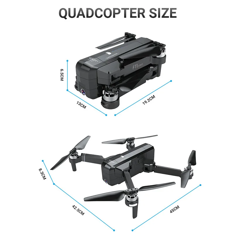Дрон SJRC F11 складной с GPS Wi Fi камерой FPV 1080P 25 минут полета|Радиоуправляемые