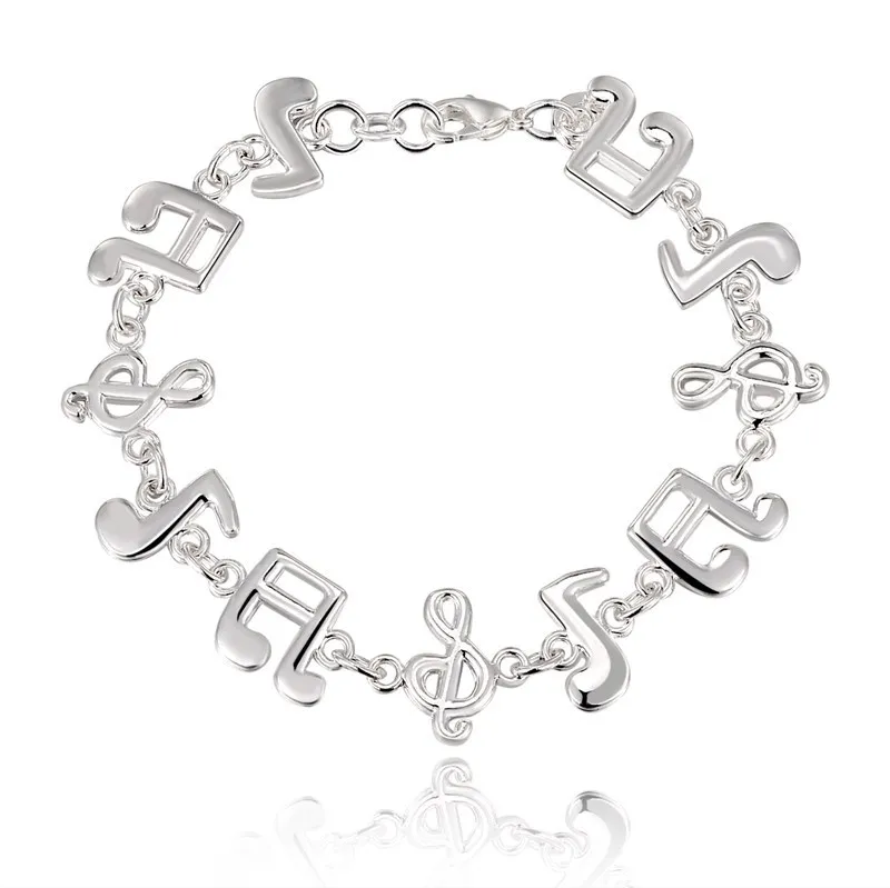High quality silver Plated Music note Bracelet Bangle unique design