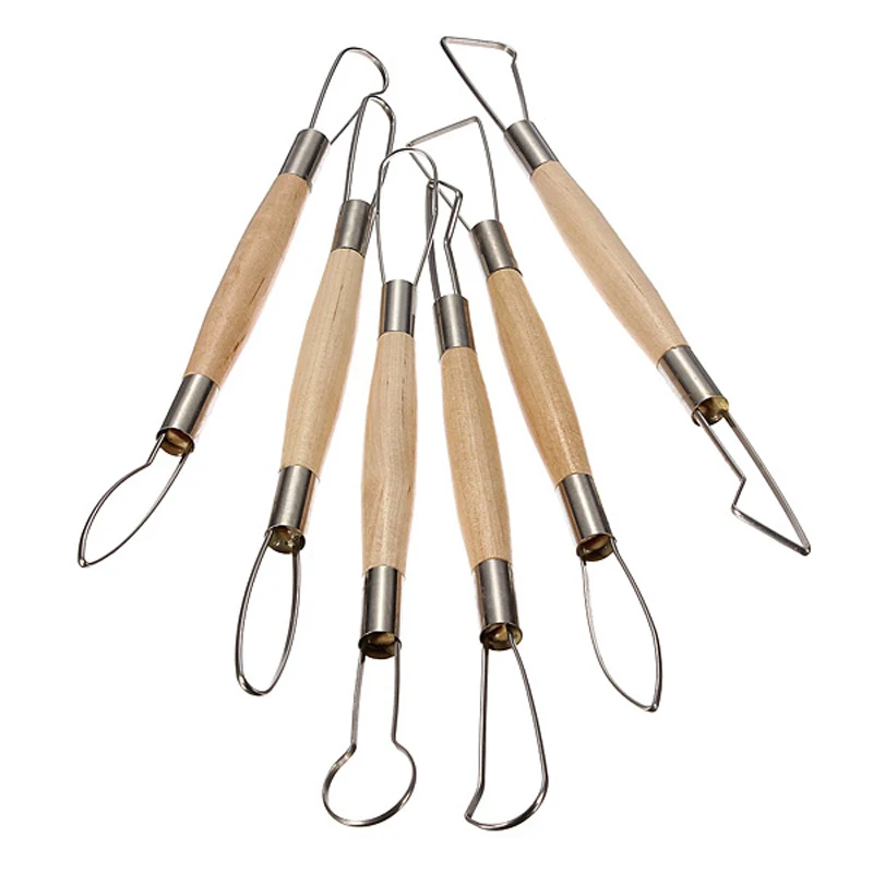 6 PCS Pottery Clay Tools Ceramics Ribbon Sculpting Tool Set 8 inch Polymer Clay Sculpture Modeling Tools