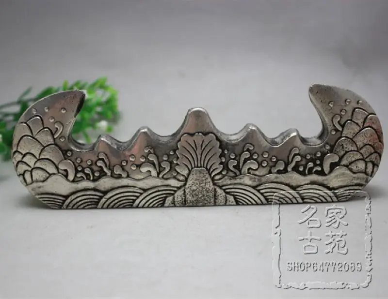 

Wholesale antiques antique copper copper carved relief Shuanglongxizhu pattern of the "scholar's four jewels" penholder