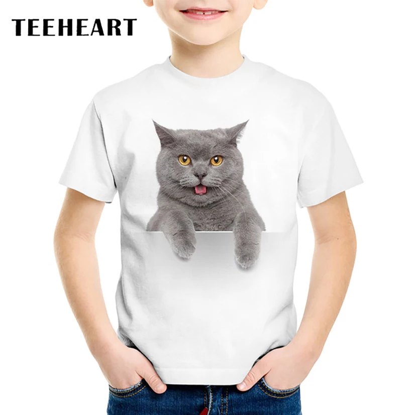 

TEEHEART 2017 New Boys/girls's Modal T-shirt Cute Cat Printed 18M-10T Children Fashion Summer T shirts Casual Clothing TA590