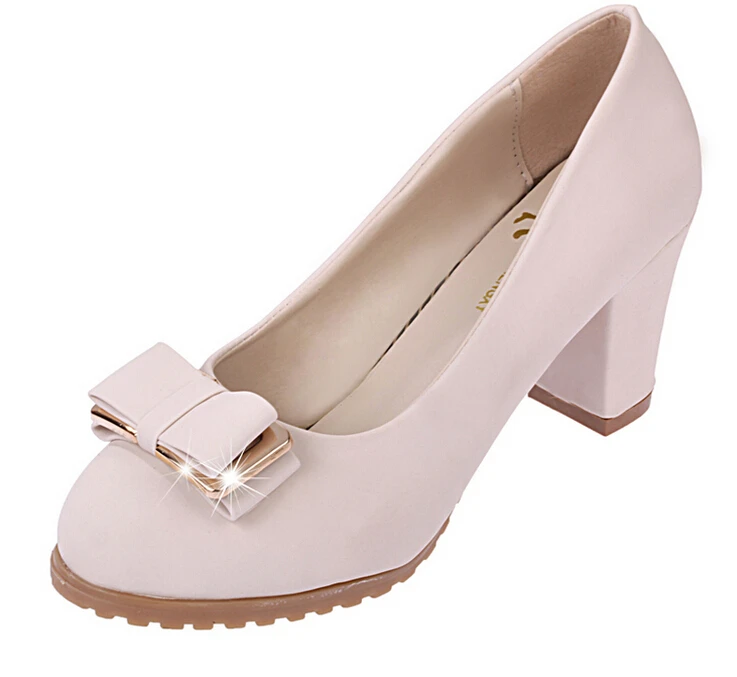 

hot 2016 new Spring Autumn Woman pumps Square heel Platform Round toe Bowtie Slip-On Blue Black Fashion Party fashion shoes