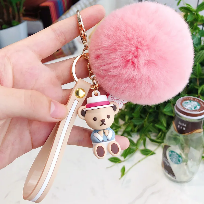 Cartoon Anime Bear Key Chain for Car Lovers Key Ring PVC Key Holder