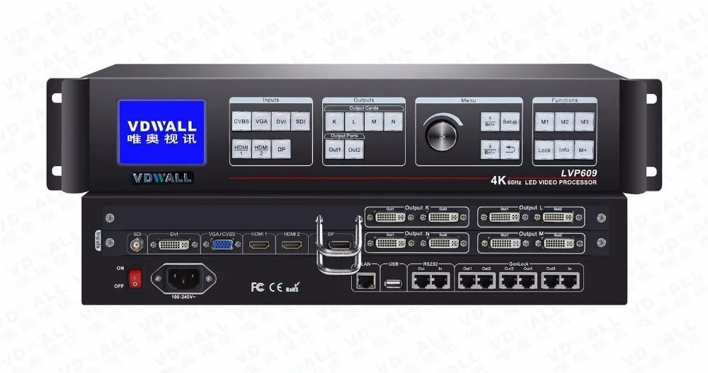 

Led video splicer VDWALL LVP6092 4K2K ultra HD video processing,4K2K@60HZ LED Video Processor,4xDVI=4kx2k output