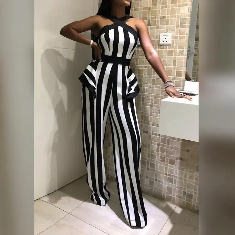 criss cross halter jumpsuit