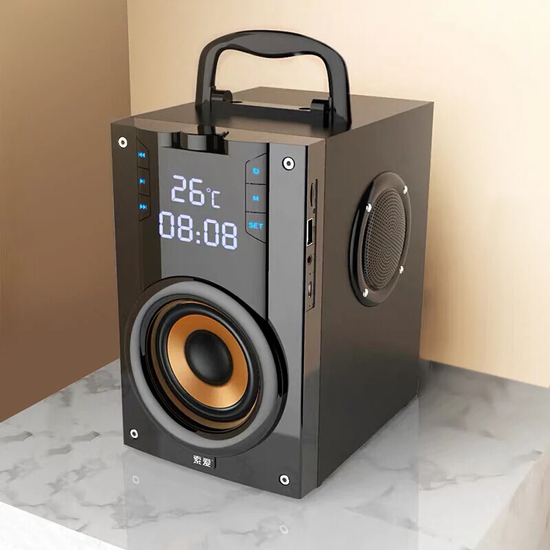 

2200mAh 4.2 Wireless Bluetooth Speaker Outdoor LED Display 3D Surround Stereo Subwoofer TF FM AUX Card Player Radio Alarm Clock