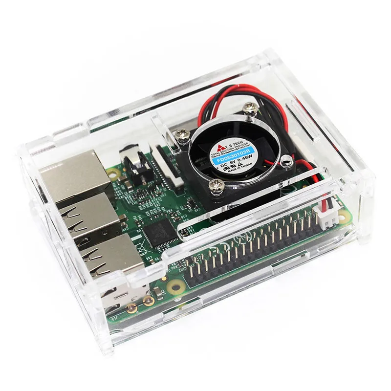 

Raspberry Pi Model B+ (B Plus) CPU Cooler Cooling Fan Radiator With Transparent Clear Acrylic Case Shell Enclosure Box