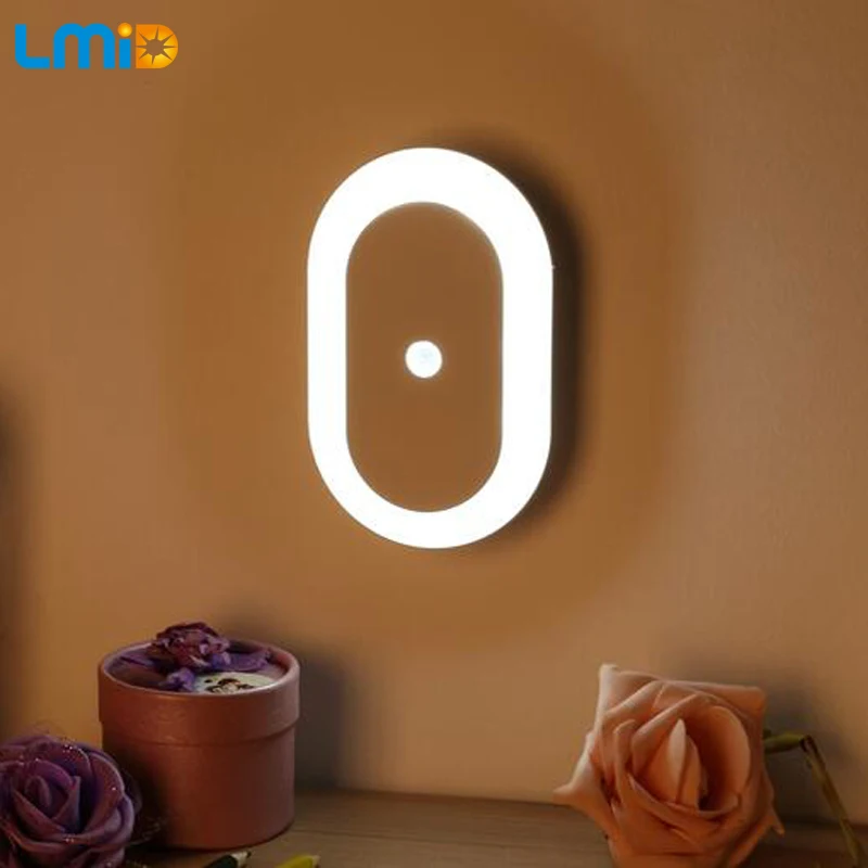 

LMID 1W Night Light With Motion Sensor Light (Use for 3pcs AA Battery) Intelligent Body Induction Lamps Wireless Wall Table Lamp
