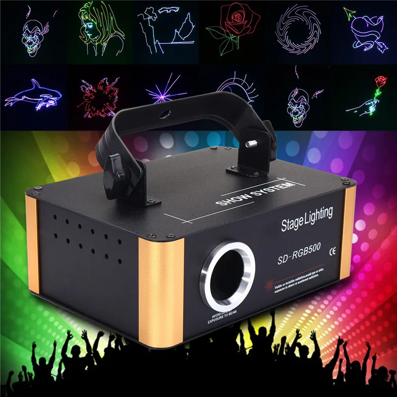 

20W 200 Patterns RGB Stage Laser Lighting Lamp DIY Pattern For SD Card Display Disco Laser Light Lamp For KTV Pub Party