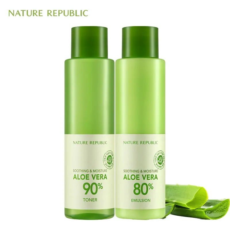 

Nature Republic Korean Skin Care Moisturizing Set Aloe Facial Toner+Emulsion Anti Aging Oil Control Treatment Acne