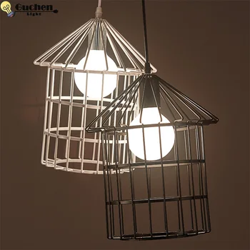 

Loft Vintage Pendant lights Retro LED Light E27 Holder Restaurant/bedroom/Bar Counter/Bookstore Cage iron lampshade hang Lamps