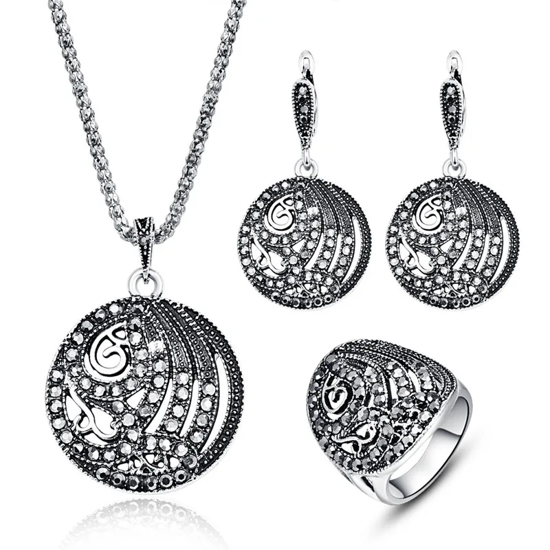 Комплект из колье серёг и кольца с кристаллами|necklace earring ring sets|jewelry sets for womenafrican