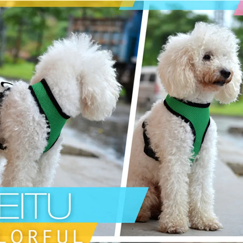 

Adjustable Fashion Dog Harness Mesh Cloth Pet Puppy Dogs Collar Chest Strap Harness Lead Leash with Clip Soft Mesh Fabric