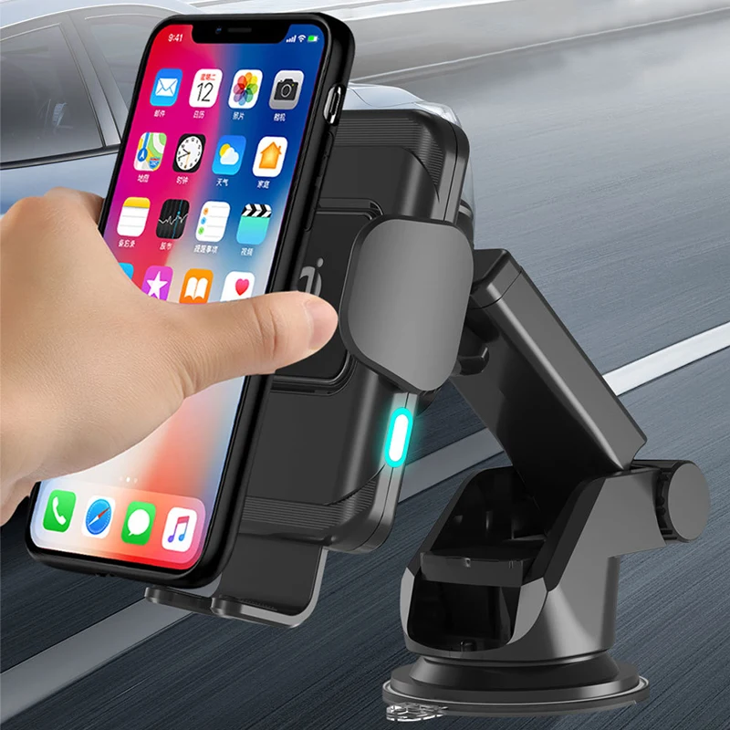 10 W سريع سيارة لاسلكية شاحن آيفون Xs ماكس Xr سامسونج S10 S9 S8 ذكي الأشعة تحت الحمراء اللاسلكية شحن حامل هاتف شاحن
