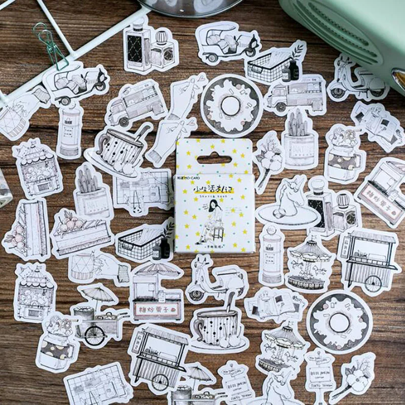 Kawaii Stickers Life Notes Self-Adhesive Mobile Phone Sticker Stationery Hand Account Decor DIY Scrapbook Office School Supplies